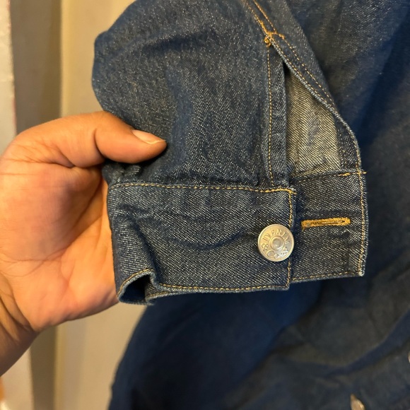 Dark blue denim shirt dress - button front w/chest pockets long sleeve - Picture 4 of 8